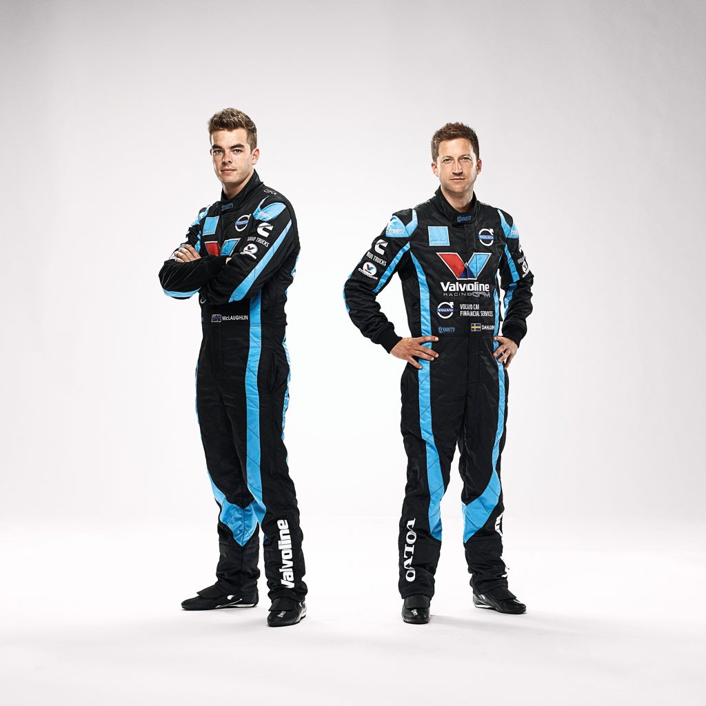 Volvo Polestar Racing team drivers Scott McLaughlin and Robert Dahlgren. Volvo Polestar Racing team drivers Scott McLaughlin and Robert Dahlgren.